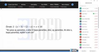 Zoom ekran görüntüsünde; katılımcıların ve sunu ekranı görünüyor. sunuda, metin halinde matematik sorusunun okuma örneği görünüyor.